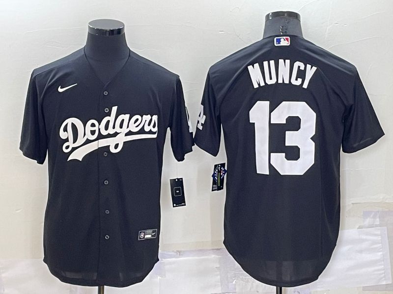 Men Los Angeles Dodgers #13 Muncy Black Inversion Nike 2022 MLB Jerseys